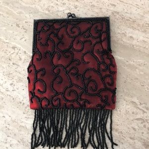 Burgundy Black bested small evening purse